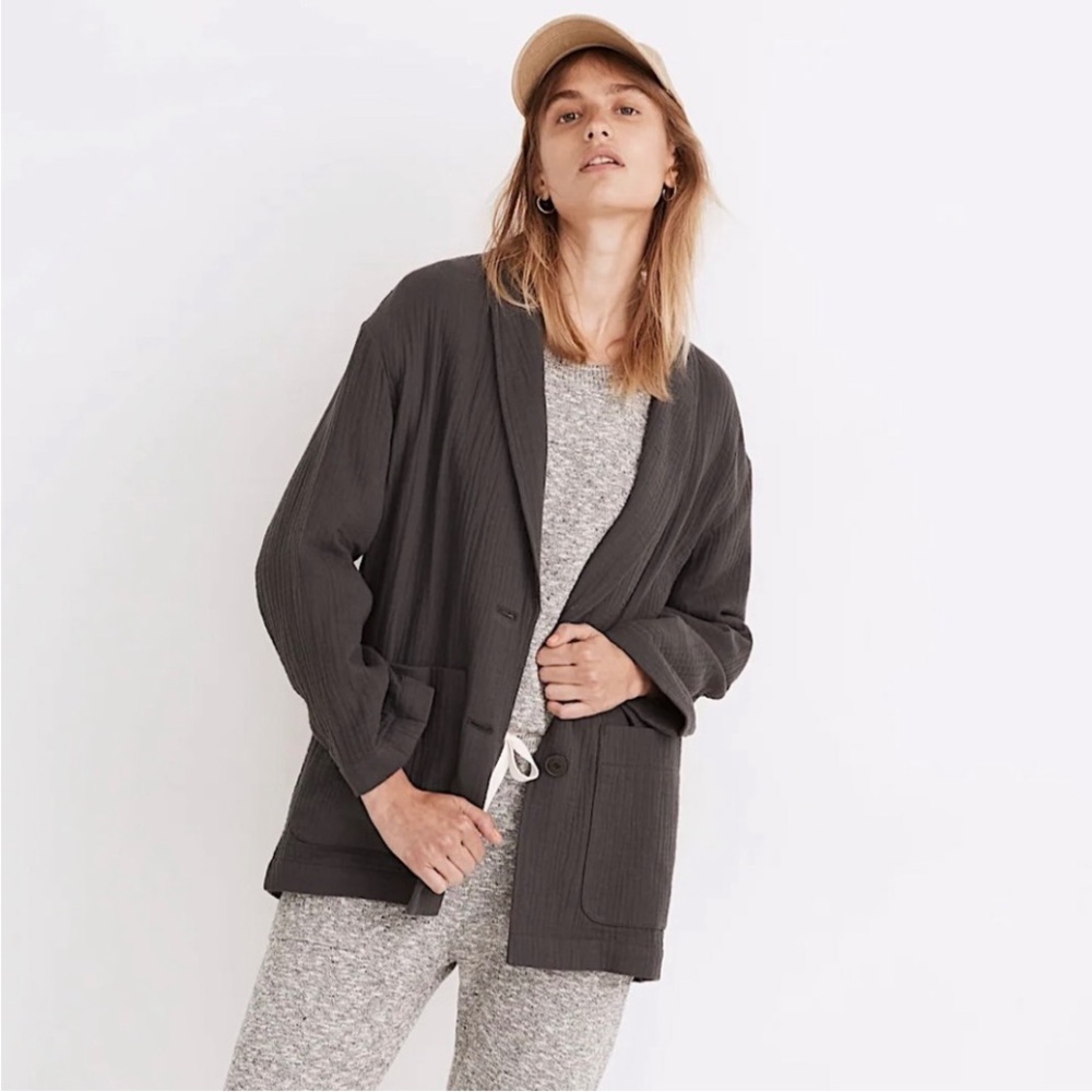 MADEWELL Lightspun Dorset Blazer Cotton Gauze Gray
